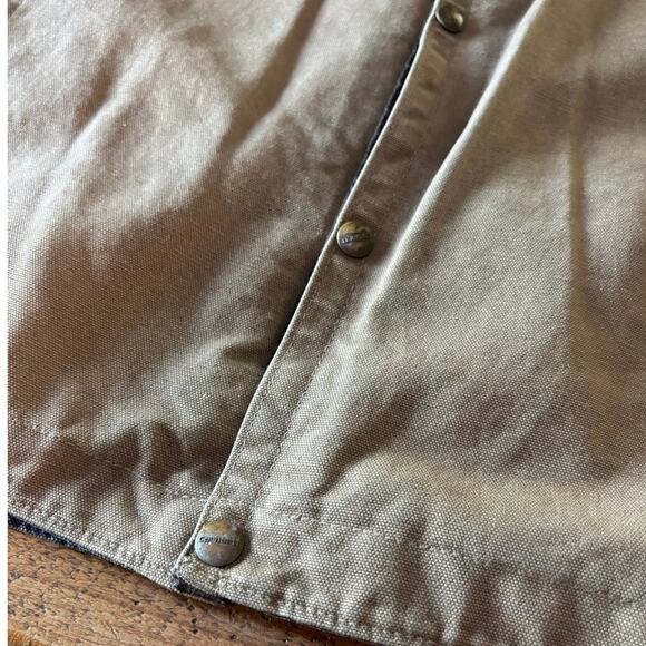 Carhartt Sandstone Multi-Pocket Hooded Canvas Sherpa Lined Vest Chore Barn XL - Picture 2 of 16